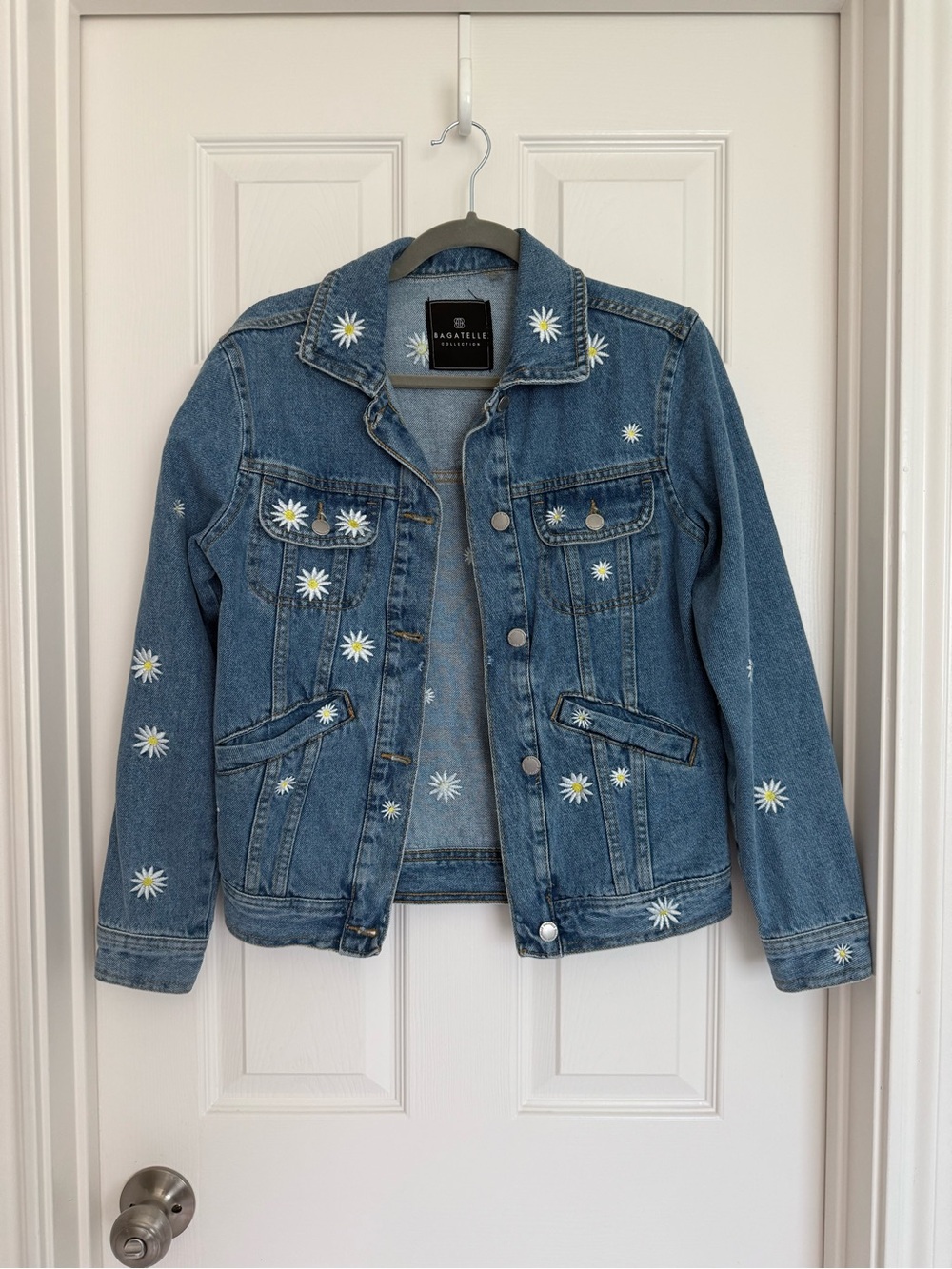 Bagatelle Collection Denim Daisy Embroidered Jacket